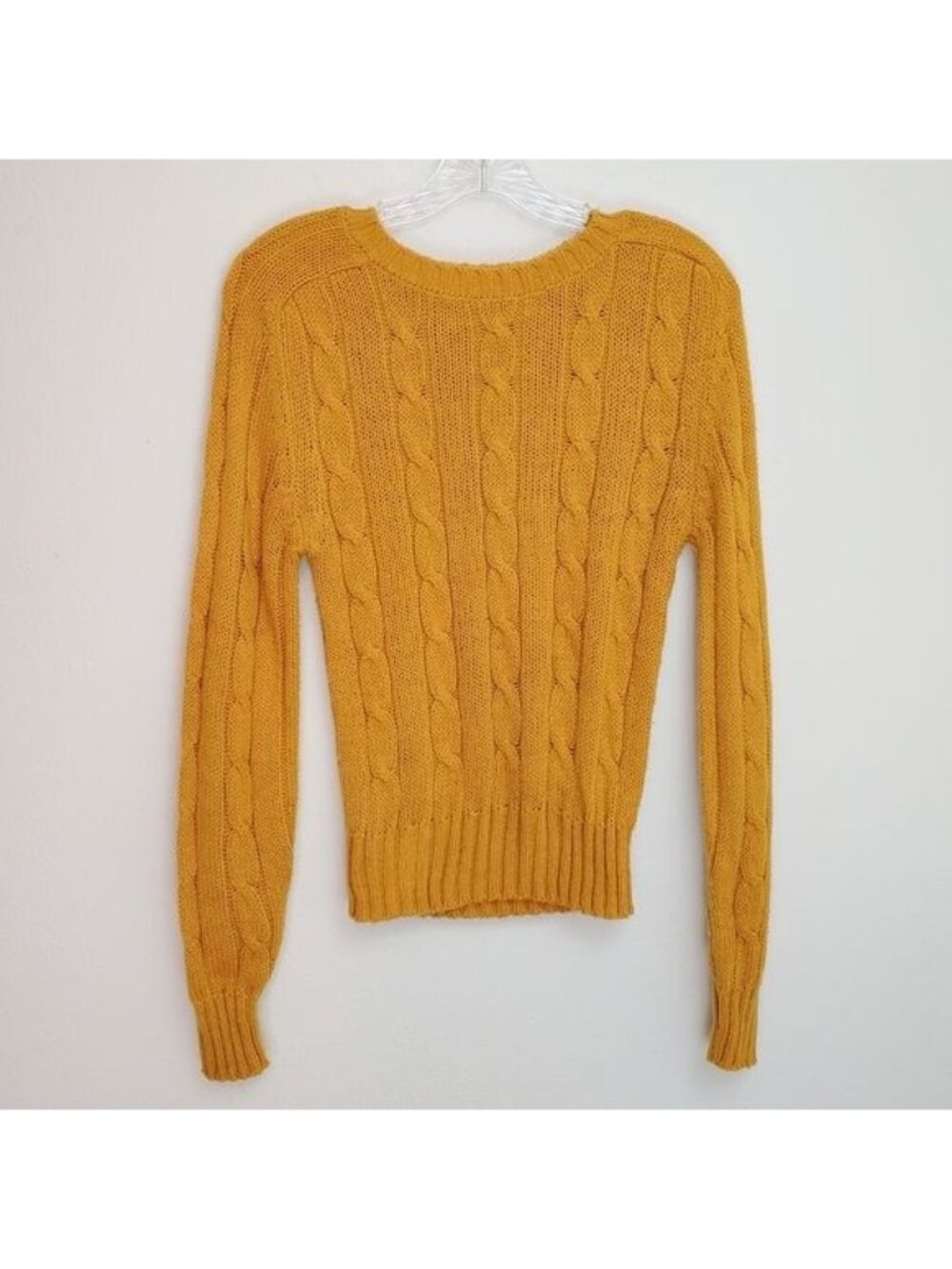 Vintage Collections cable knit sweater goldenrod colored acrylic
